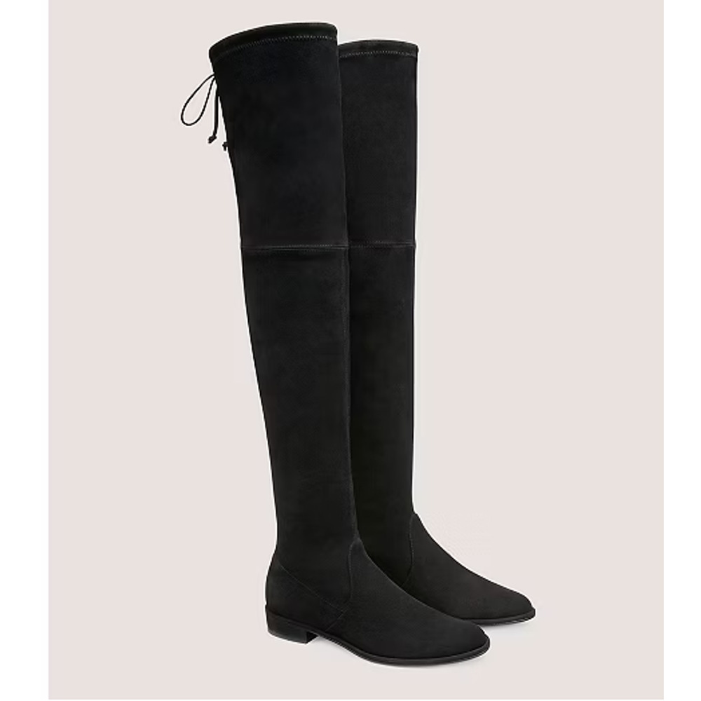Stuart Weitzman Lowland Suede Pull On Over-The-Knee Boots Black Womens Size US 9